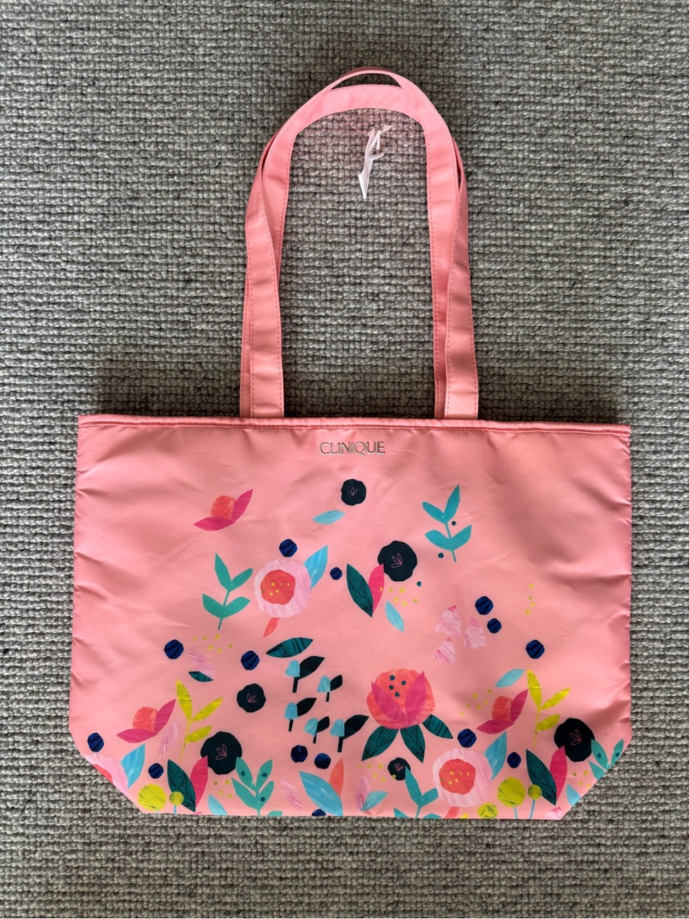 New Clinique Tote Bag Pink Floral Beach Bag Travel Purse Floral